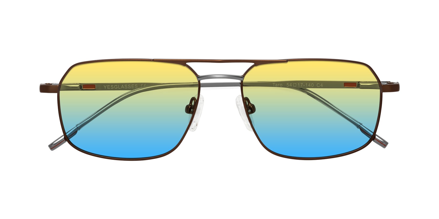 Folded Front of Taro in Brown with Yellow / Blue Gradient Lenses