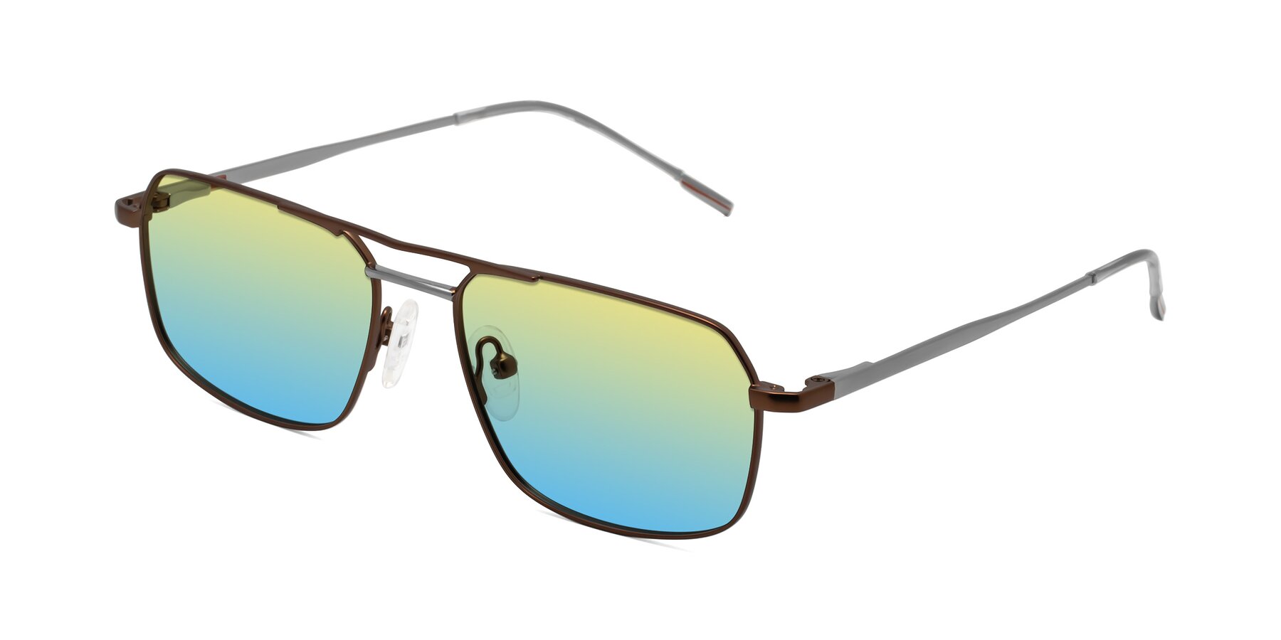 Angle of Taro in Brown with Yellow / Blue Gradient Lenses