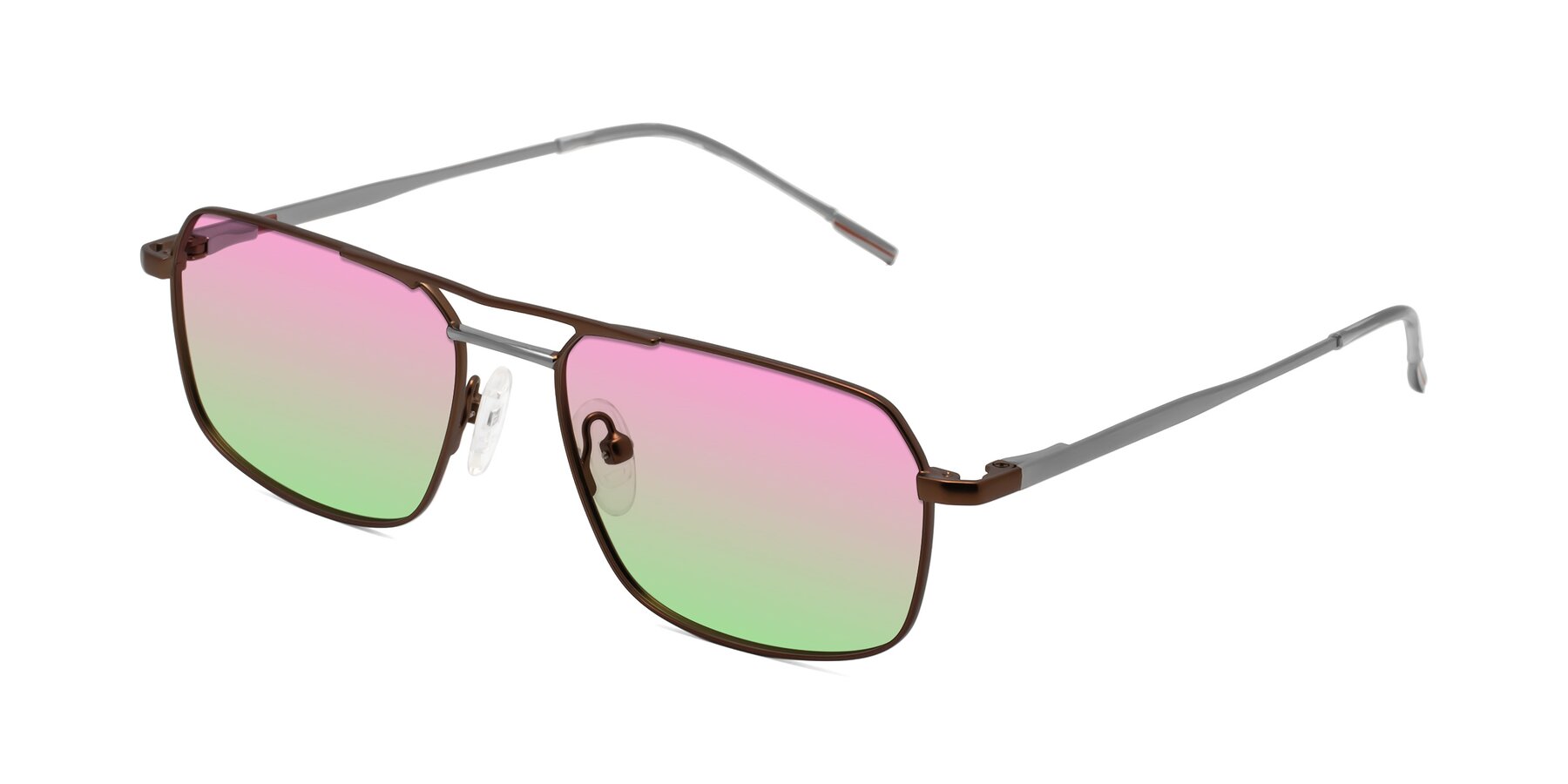 Angle of Taro in Brown with Pink / Green Gradient Lenses