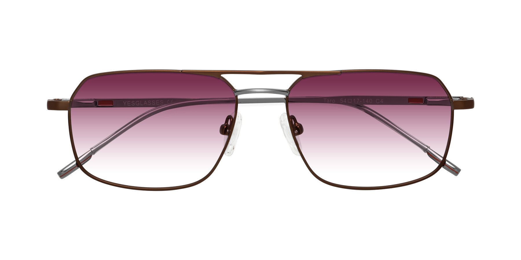 Folded Front of Taro in Brown with Wine Gradient Lenses