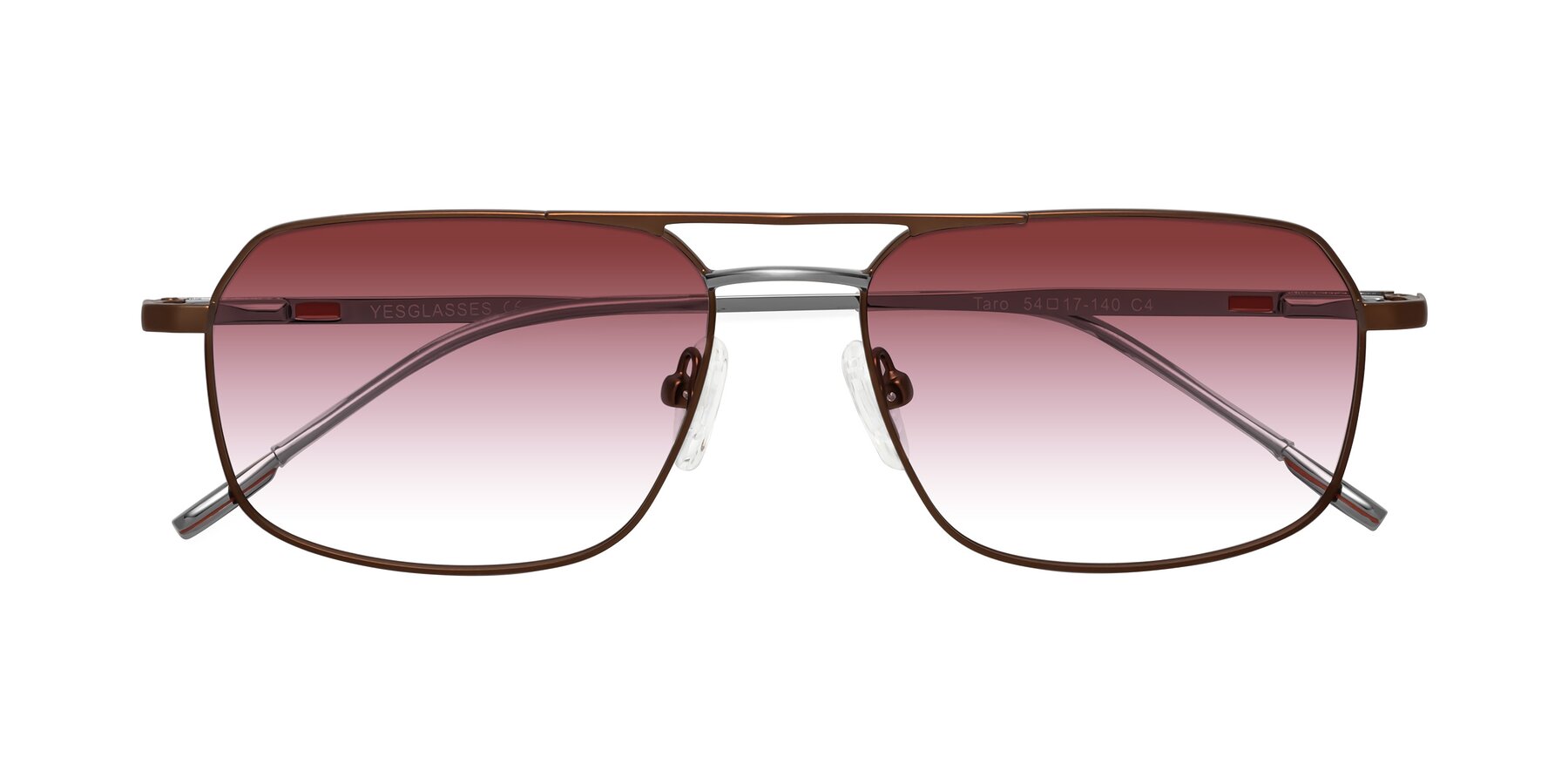 Folded Front of Taro in Brown with Garnet Gradient Lenses