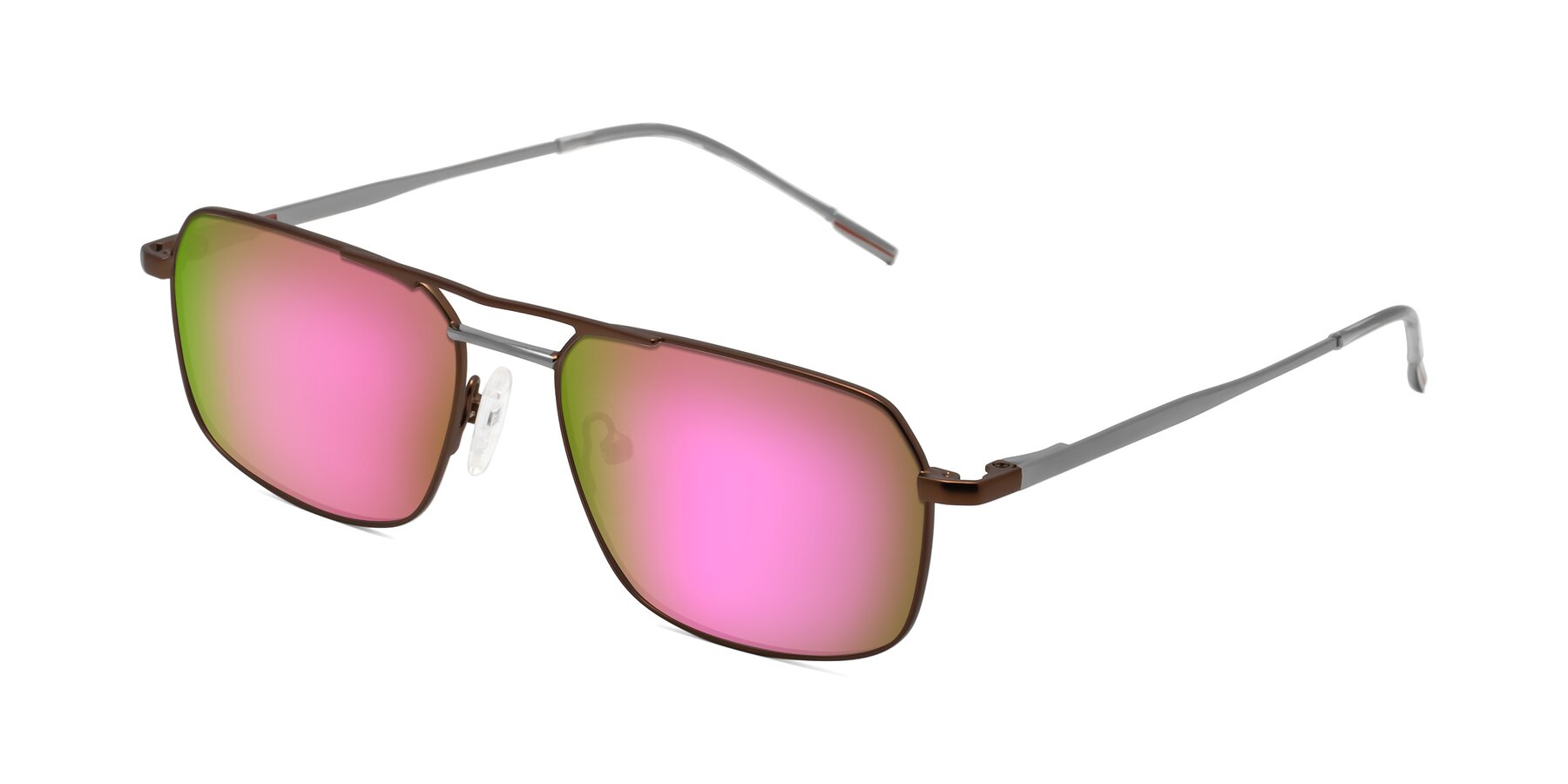 Angle of Taro in Brown with Pink Mirrored Lenses