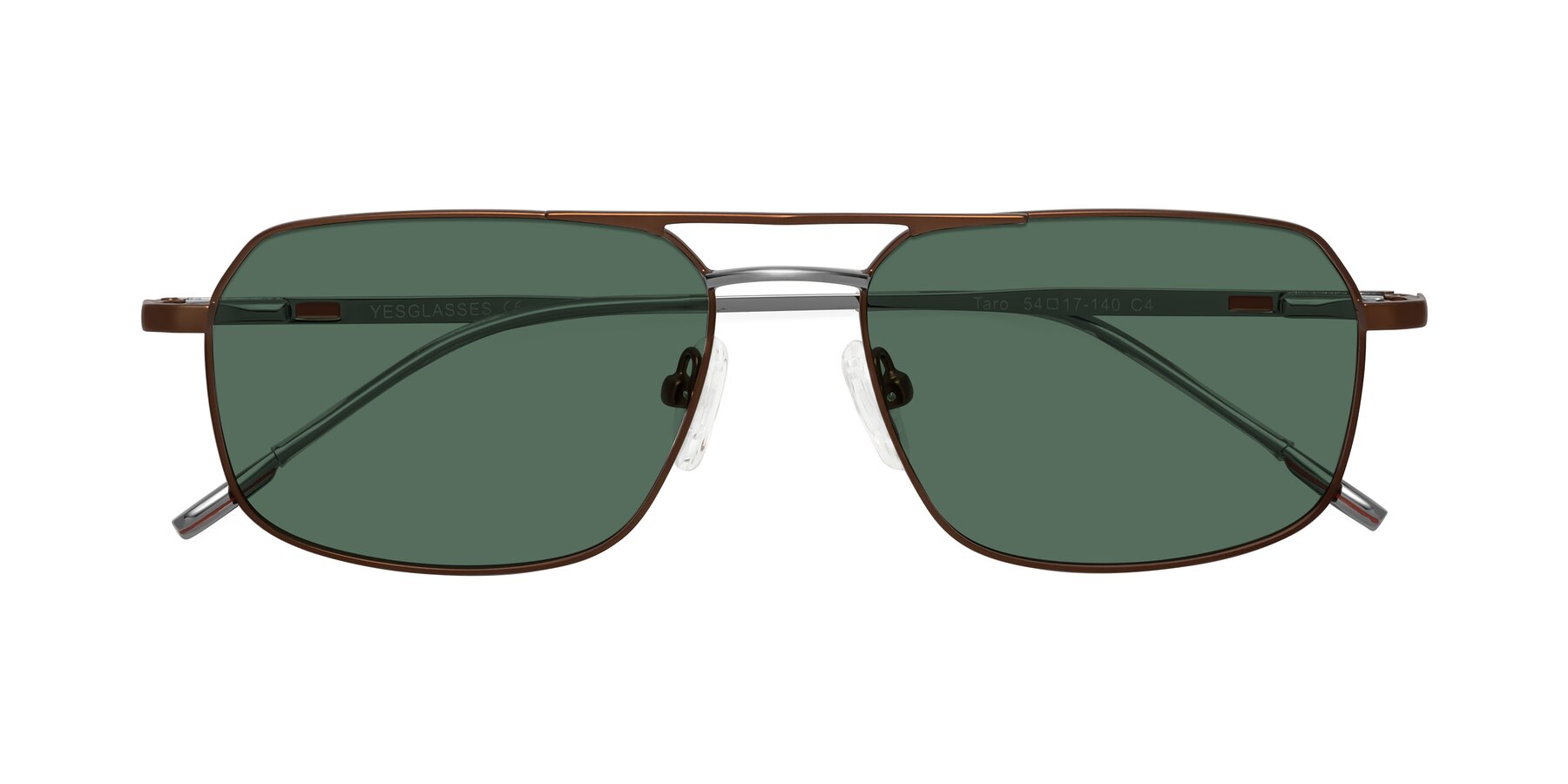 Folded Front of Taro in Brown with Green Polarized Lenses