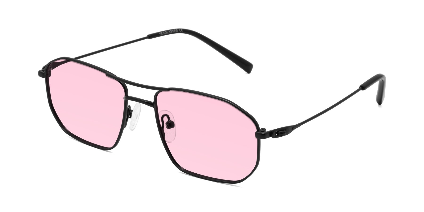 Angle of Cress in Black with Light Pink Tinted Lenses