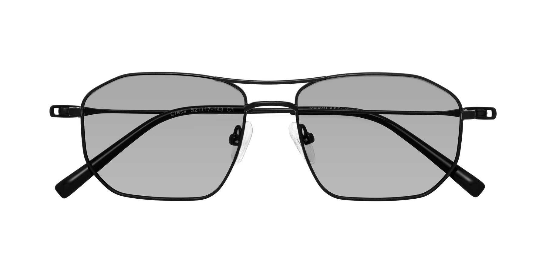 Folded Front of Cress in Black with Light Gray Tinted Lenses