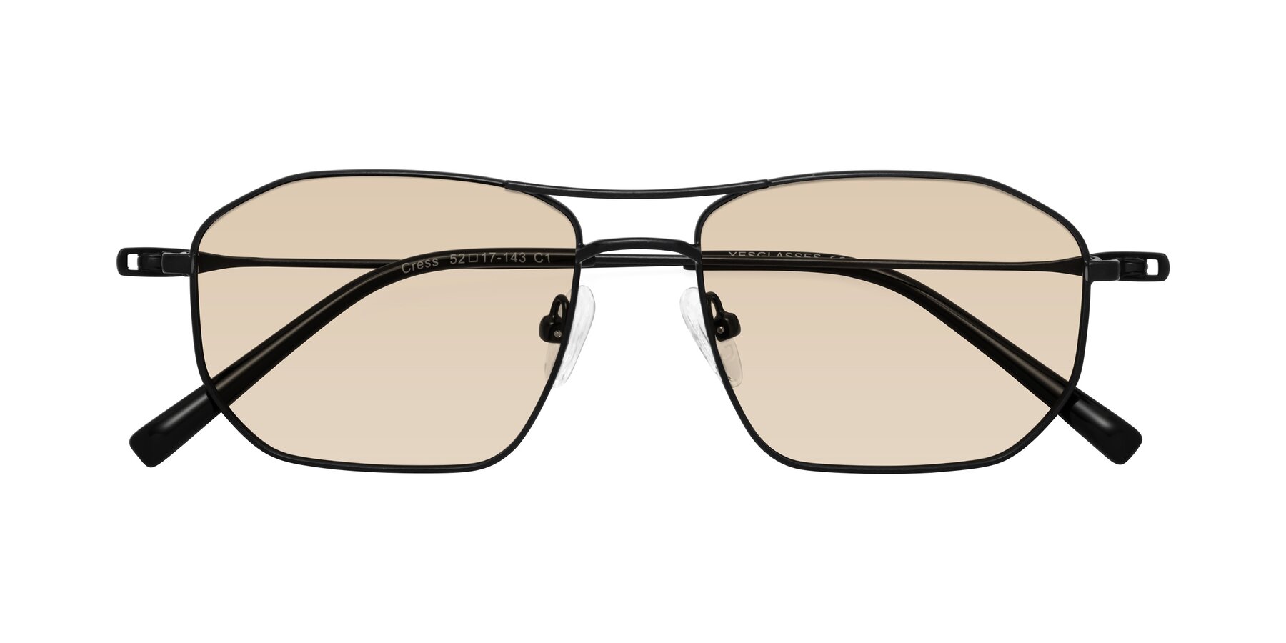 Folded Front of Cress in Black with Light Brown Tinted Lenses