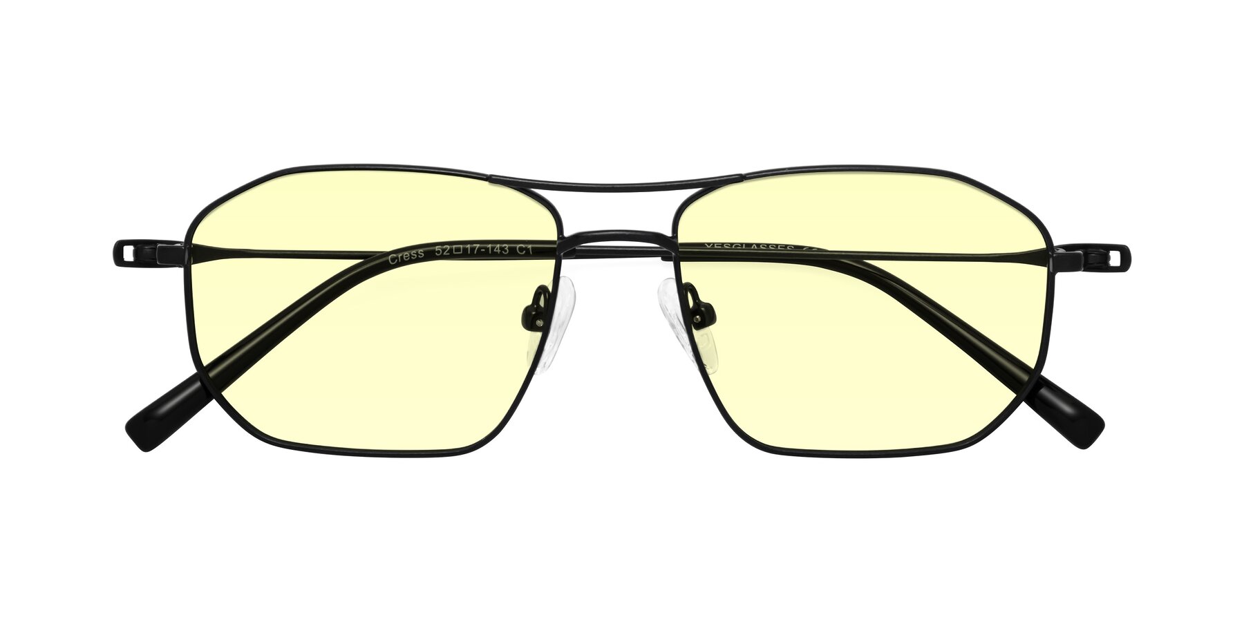 Folded Front of Cress in Black with Light Yellow Tinted Lenses