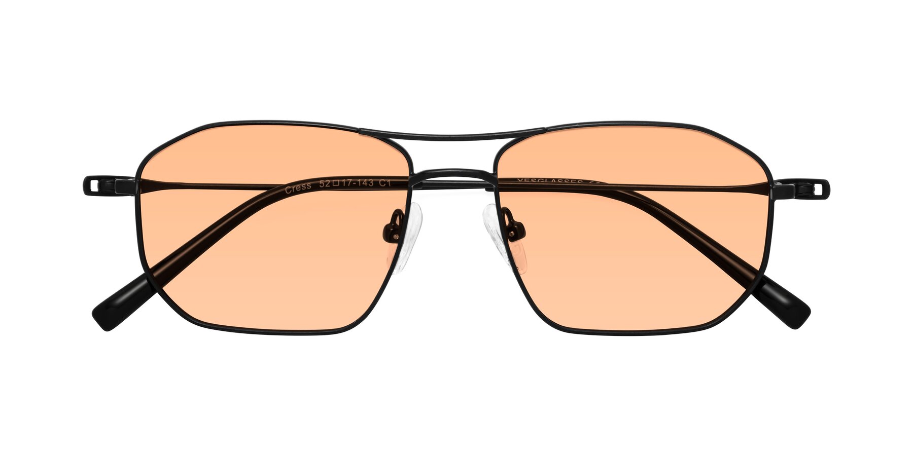 Folded Front of Cress in Black with Light Orange Tinted Lenses