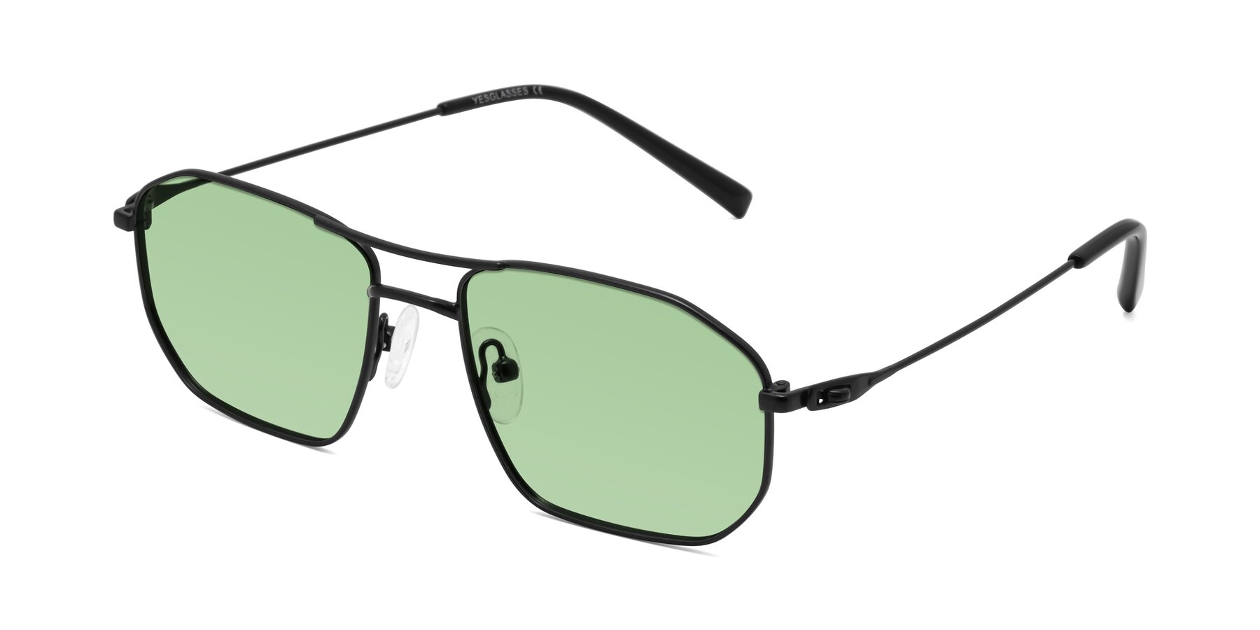 Angle of Cress in Black with Medium Green Tinted Lenses