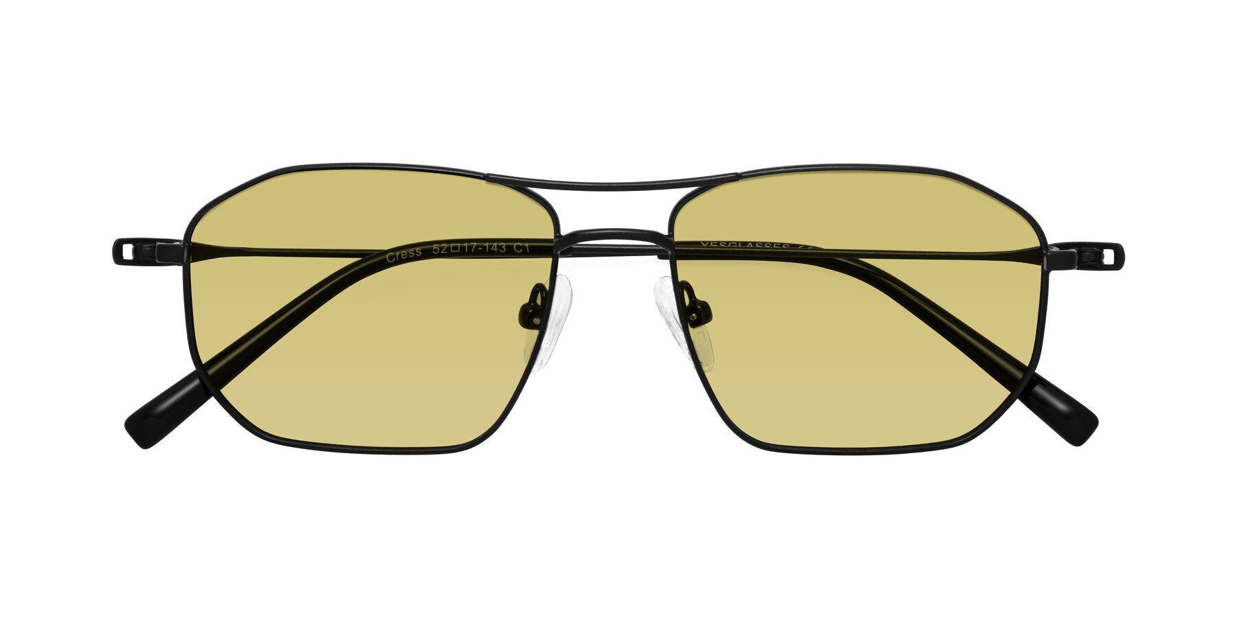 Folded Front of Cress in Black with Medium Champagne Tinted Lenses