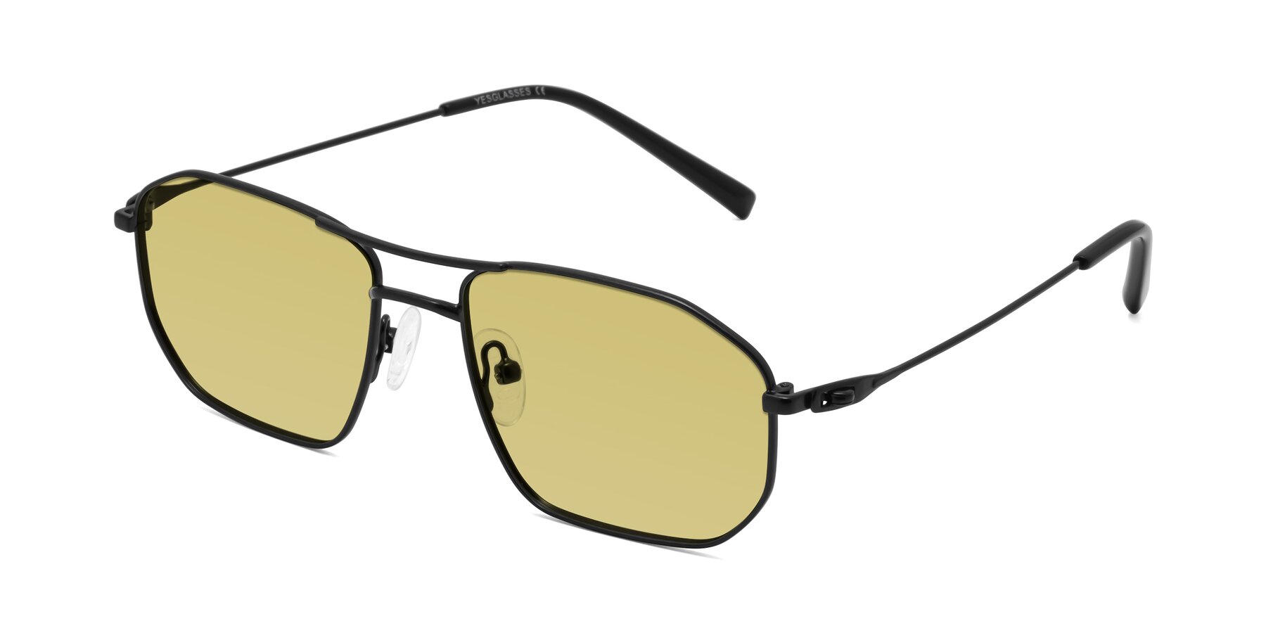 Angle of Cress in Black with Medium Champagne Tinted Lenses