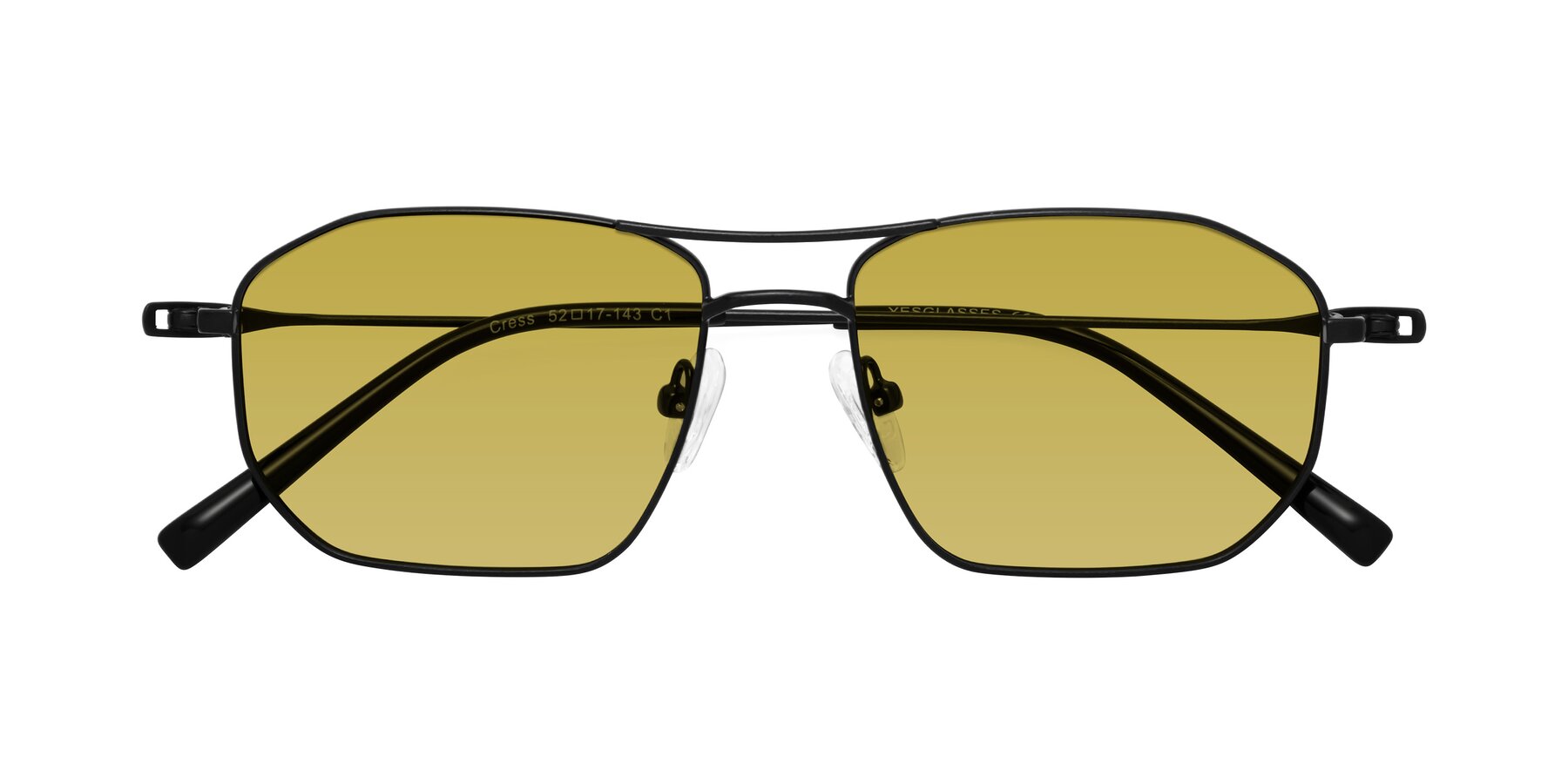 Folded Front of Cress in Black with Champagne Tinted Lenses