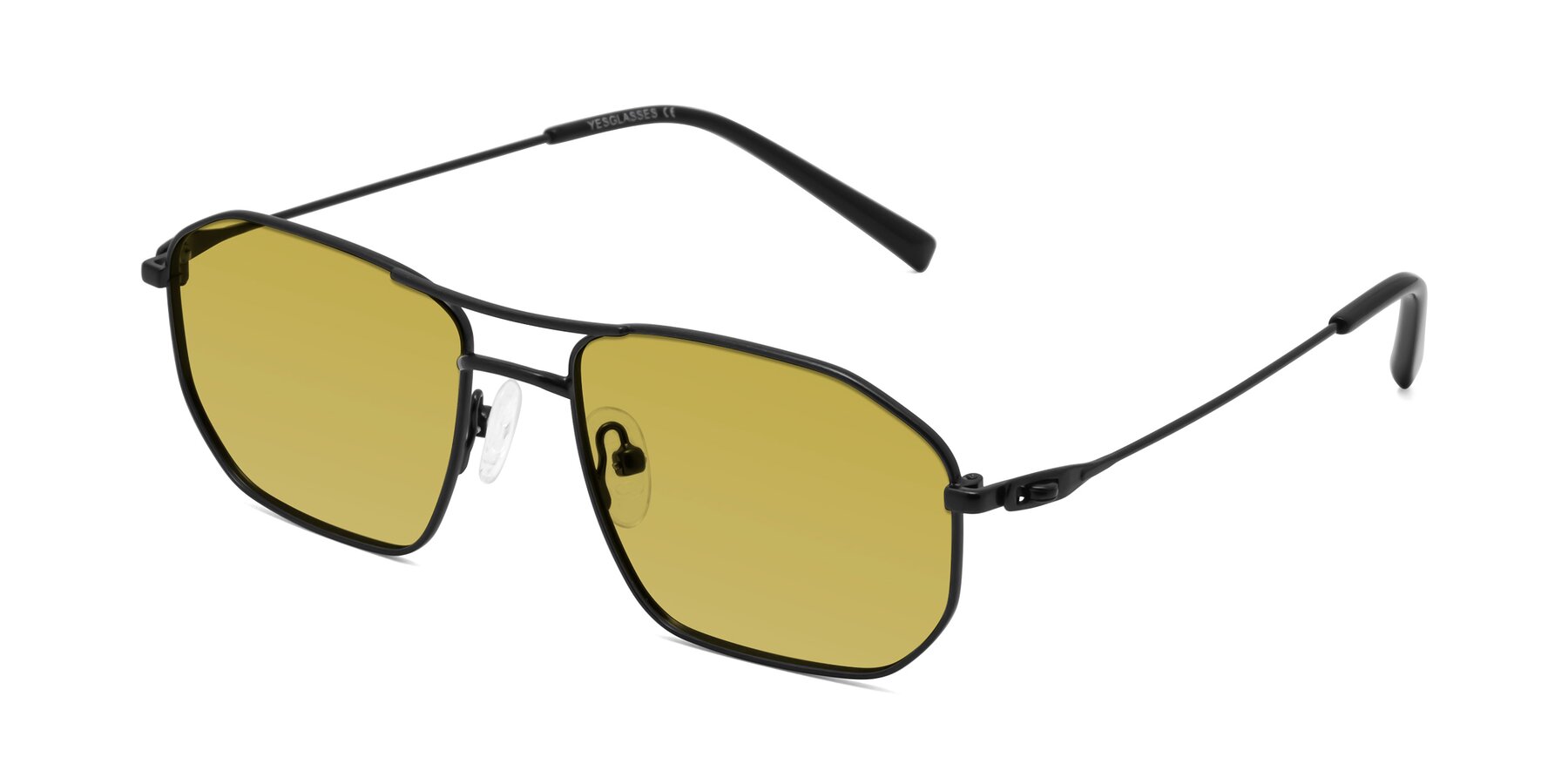 Angle of Cress in Black with Champagne Tinted Lenses