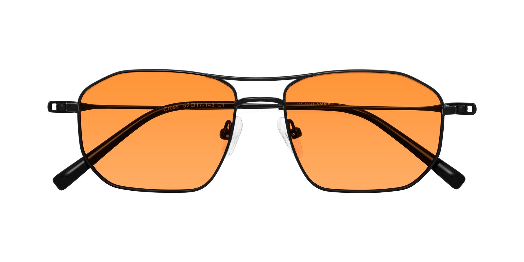 Folded Front of Cress in Black with Orange Tinted Lenses