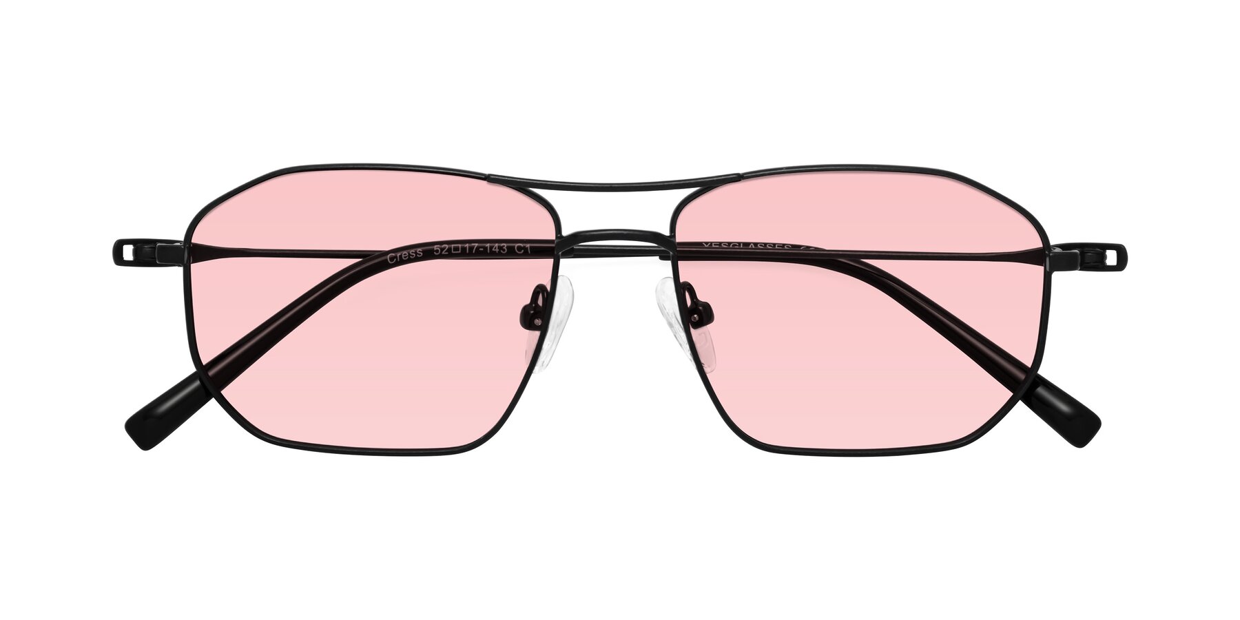 Folded Front of Cress in Black with Light Garnet Tinted Lenses