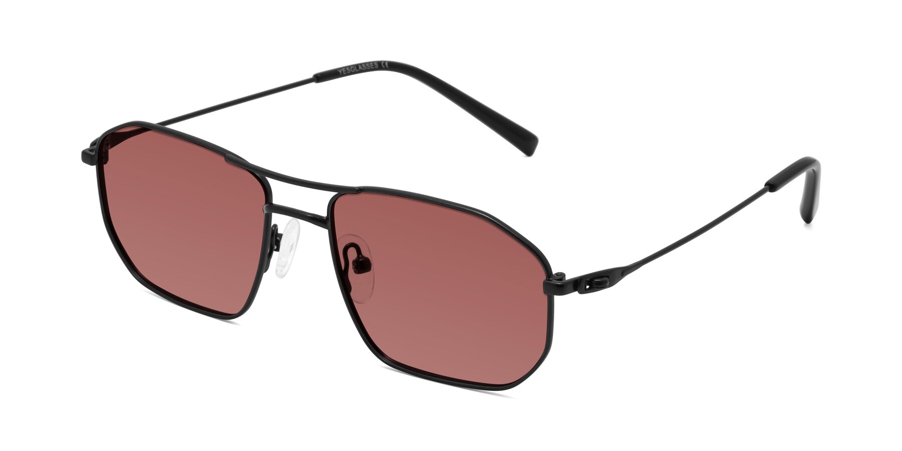 Angle of Cress in Black with Garnet Tinted Lenses