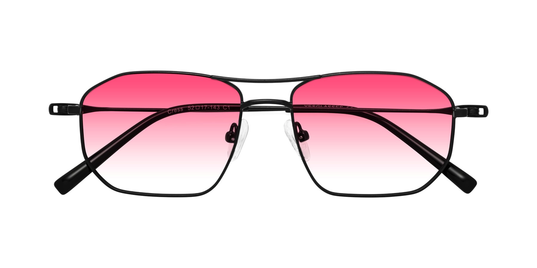 Folded Front of Cress in Black with Pink Gradient Lenses