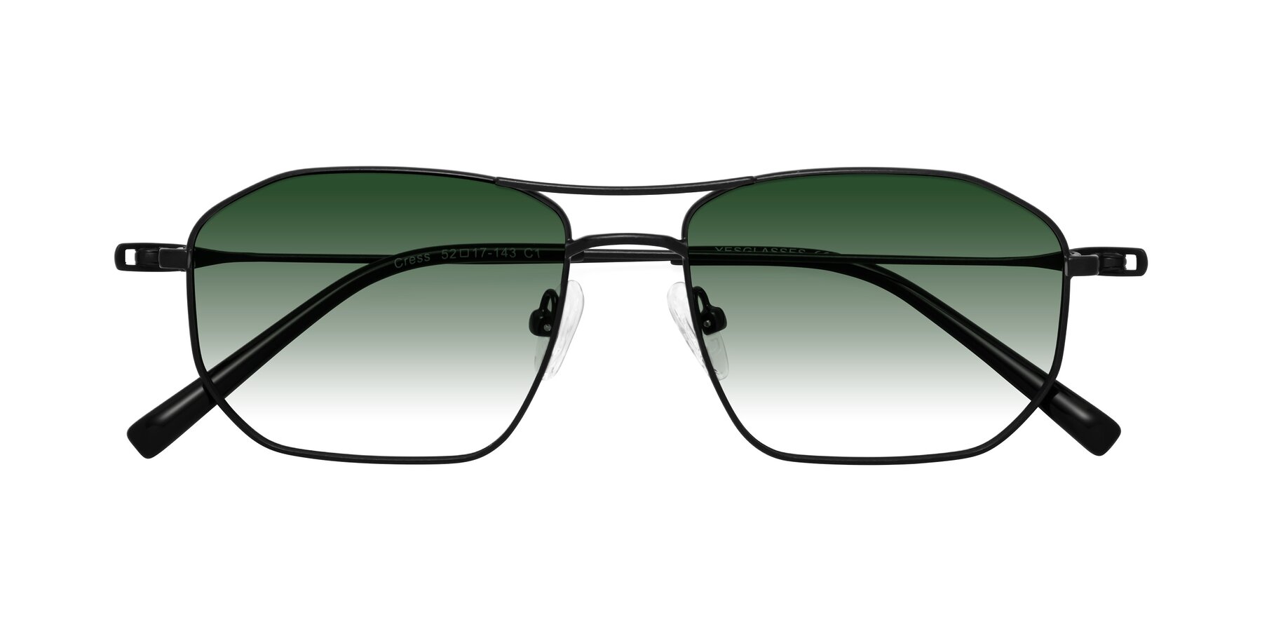 Folded Front of Cress in Black with Green Gradient Lenses