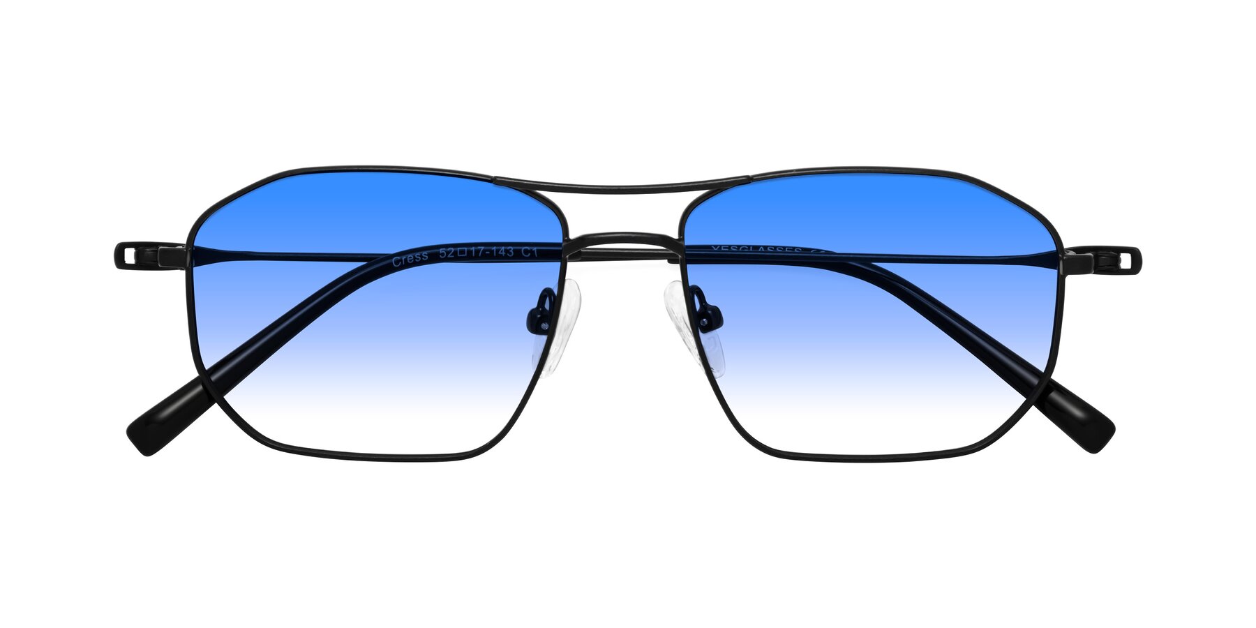 Folded Front of Cress in Black with Blue Gradient Lenses