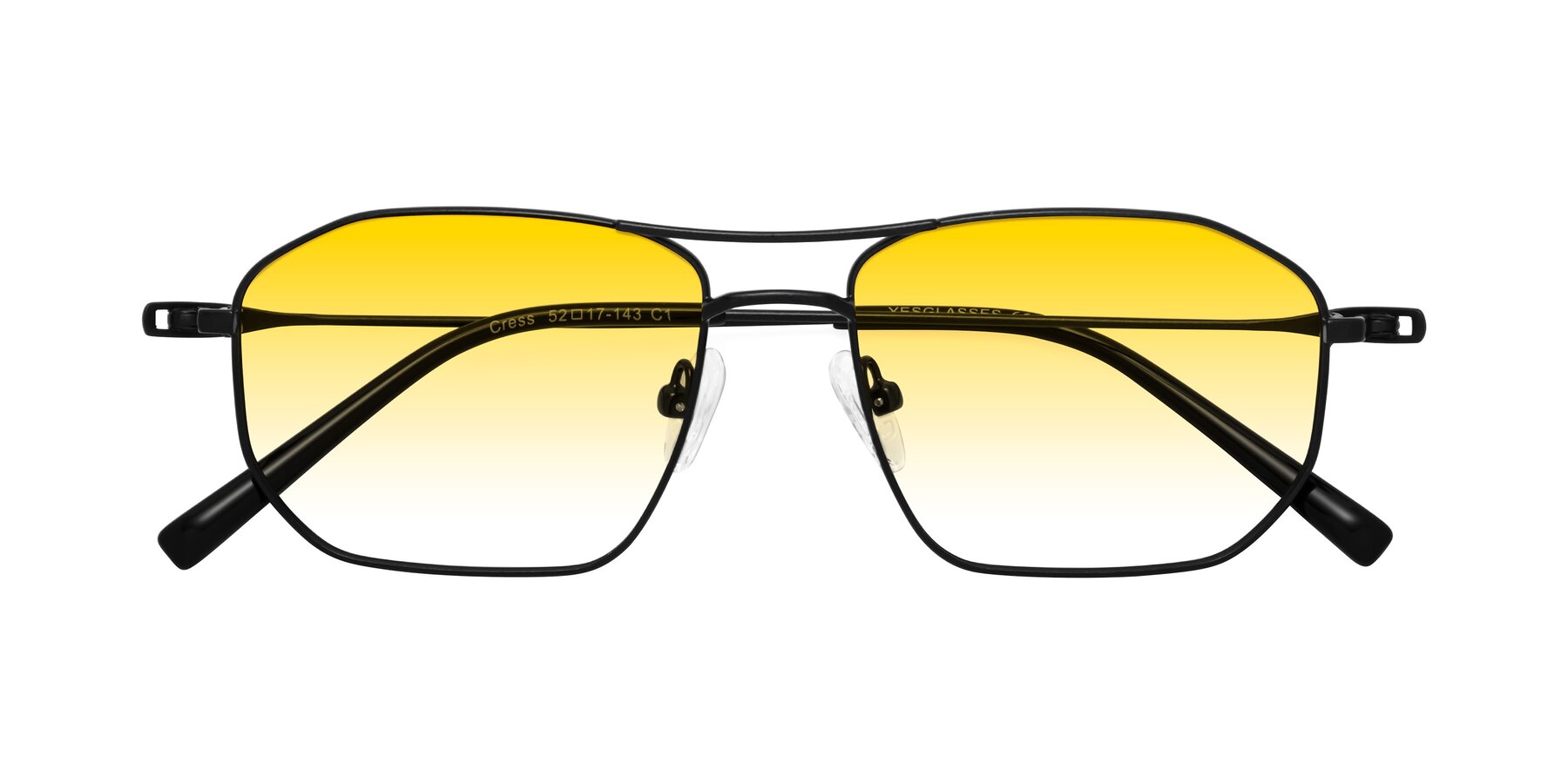 Folded Front of Cress in Black with Yellow Gradient Lenses