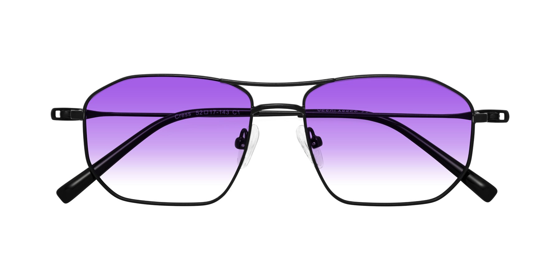 Folded Front of Cress in Black with Purple Gradient Lenses