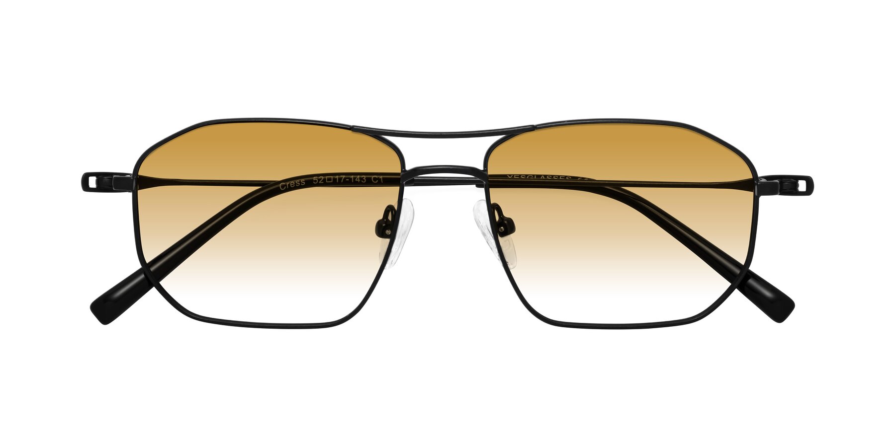 Folded Front of Cress in Black with Champagne Gradient Lenses