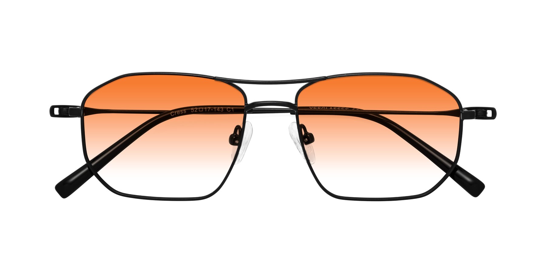 Folded Front of Cress in Black with Orange Gradient Lenses