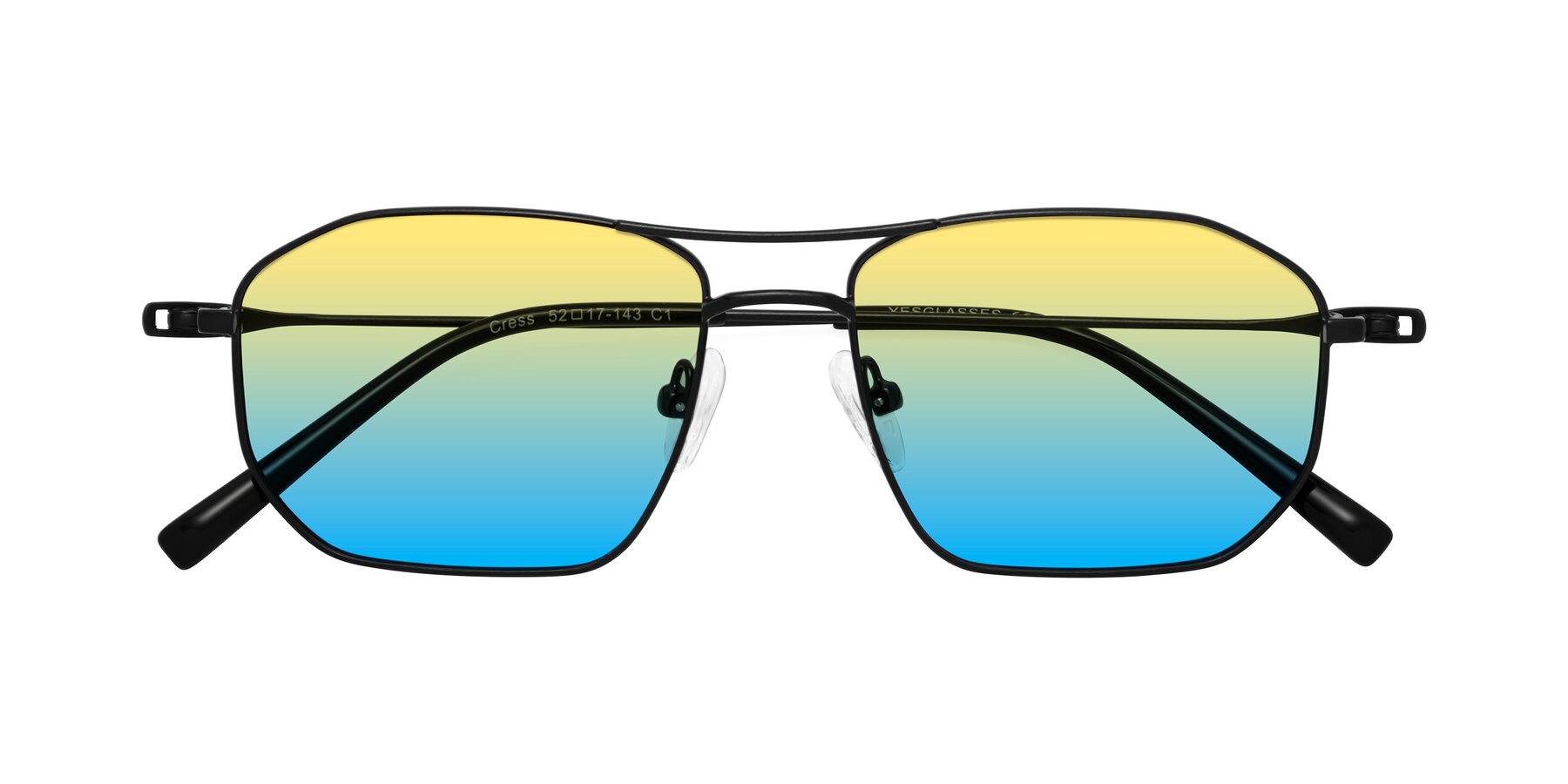 Folded Front of Cress in Black with Yellow / Blue Gradient Lenses