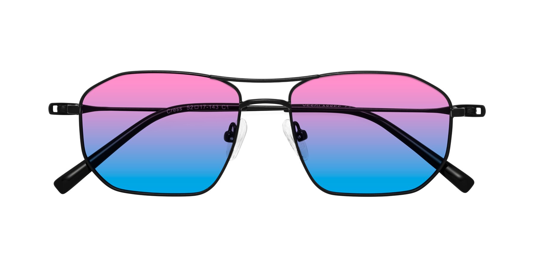 Folded Front of Cress in Black with Pink / Blue Gradient Lenses