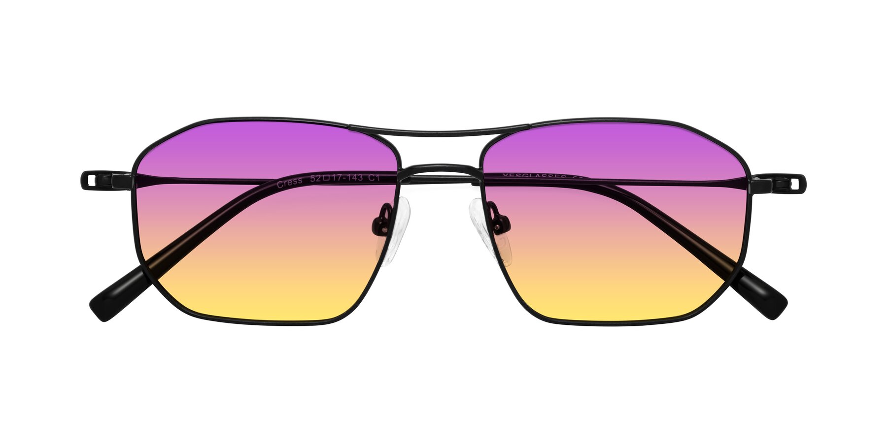 Folded Front of Cress in Black with Purple / Yellow Gradient Lenses