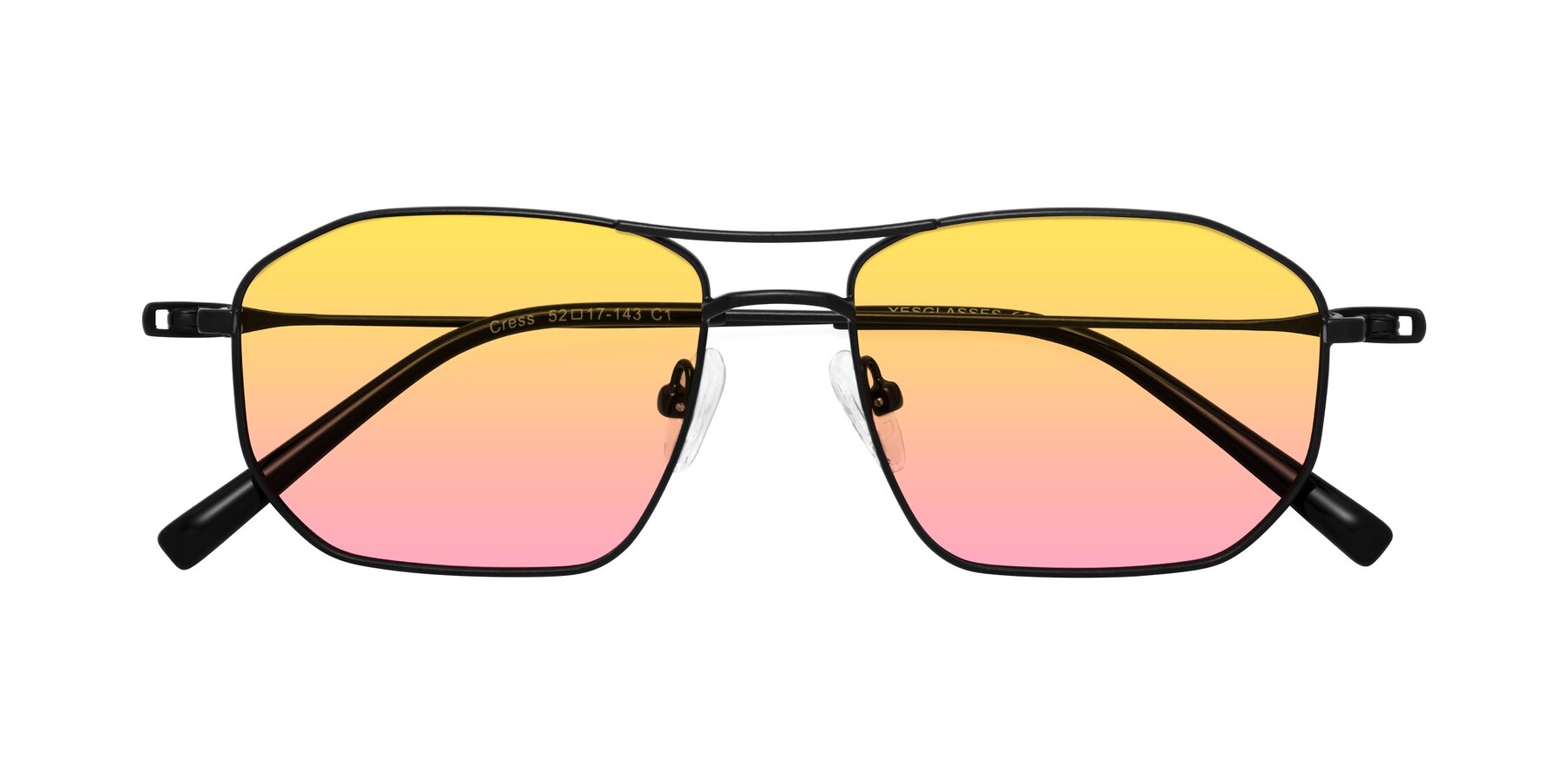 Folded Front of Cress in Black with Yellow / Pink Gradient Lenses