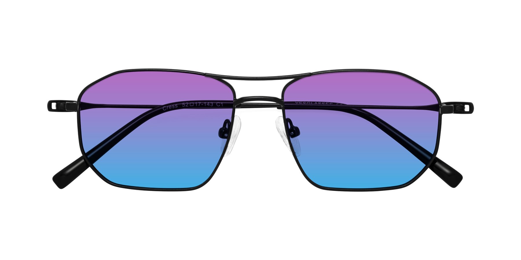 Folded Front of Cress in Black with Purple / Blue Gradient Lenses