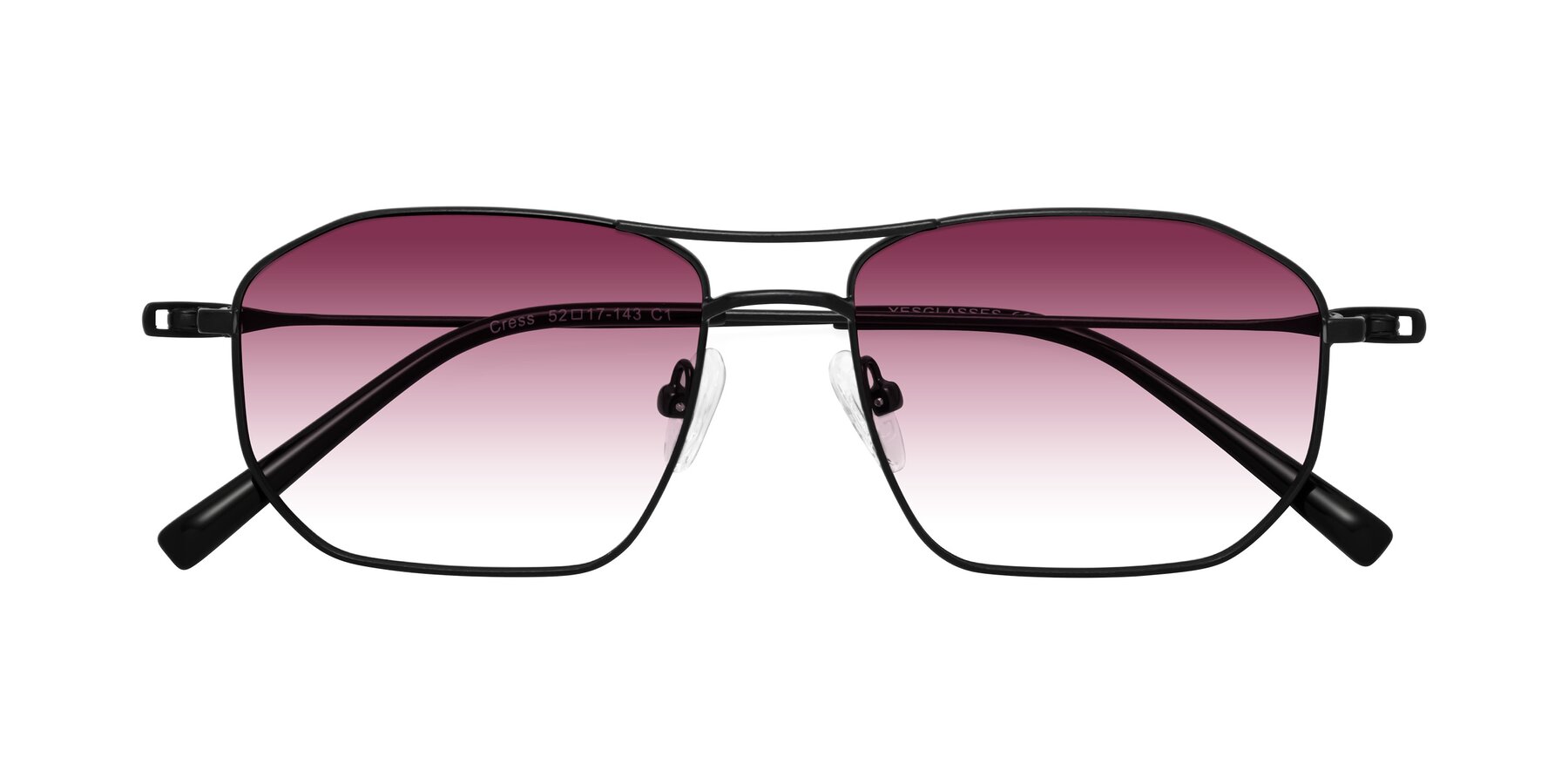 Folded Front of Cress in Black with Wine Gradient Lenses