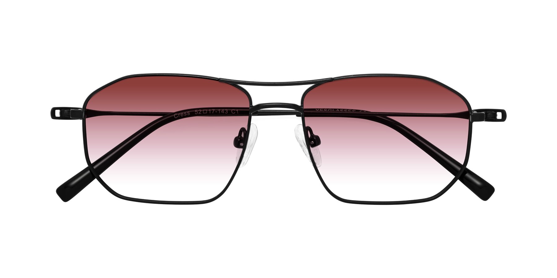 Folded Front of Cress in Black with Garnet Gradient Lenses