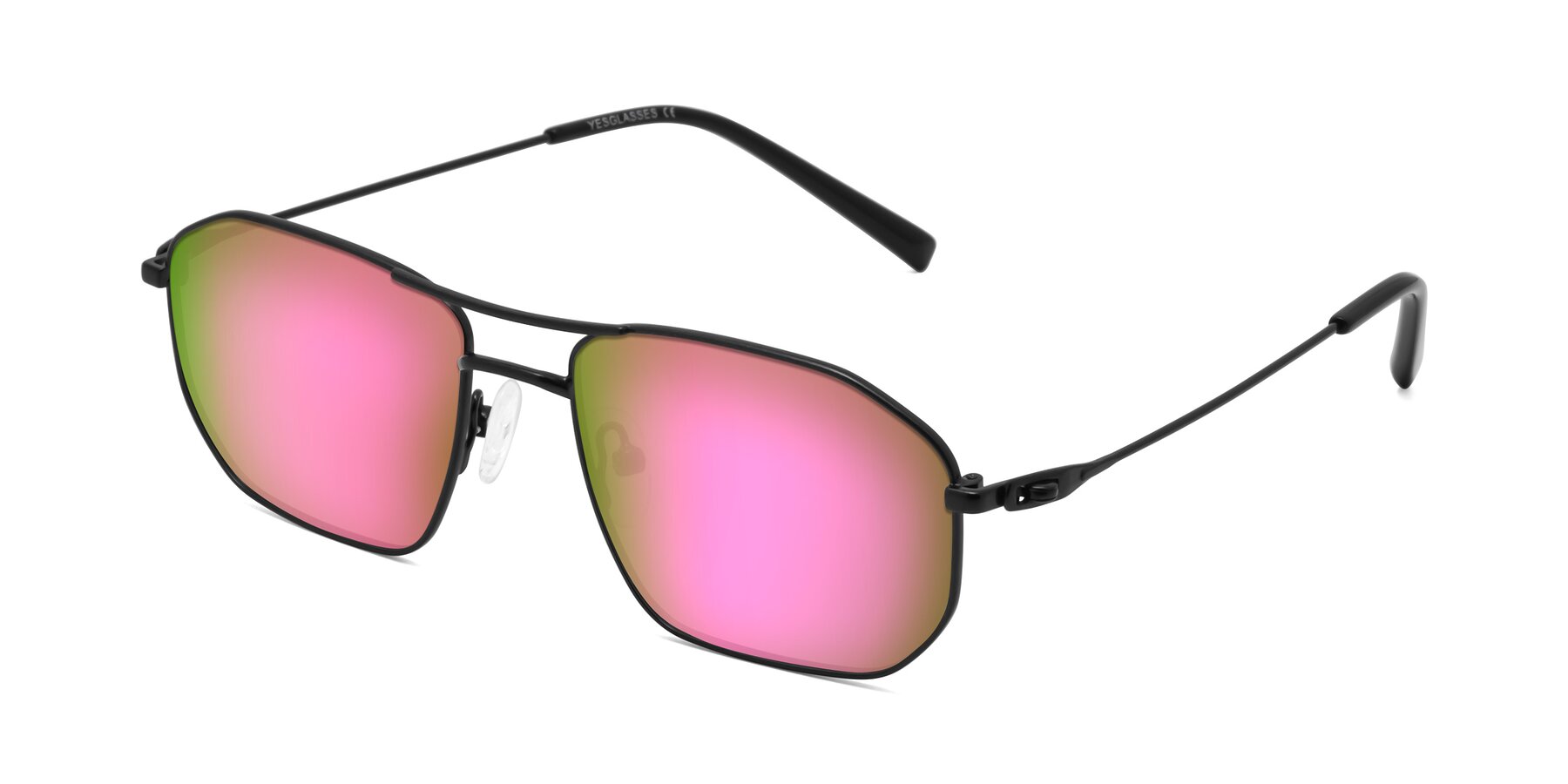 Angle of Cress in Black with Pink Mirrored Lenses