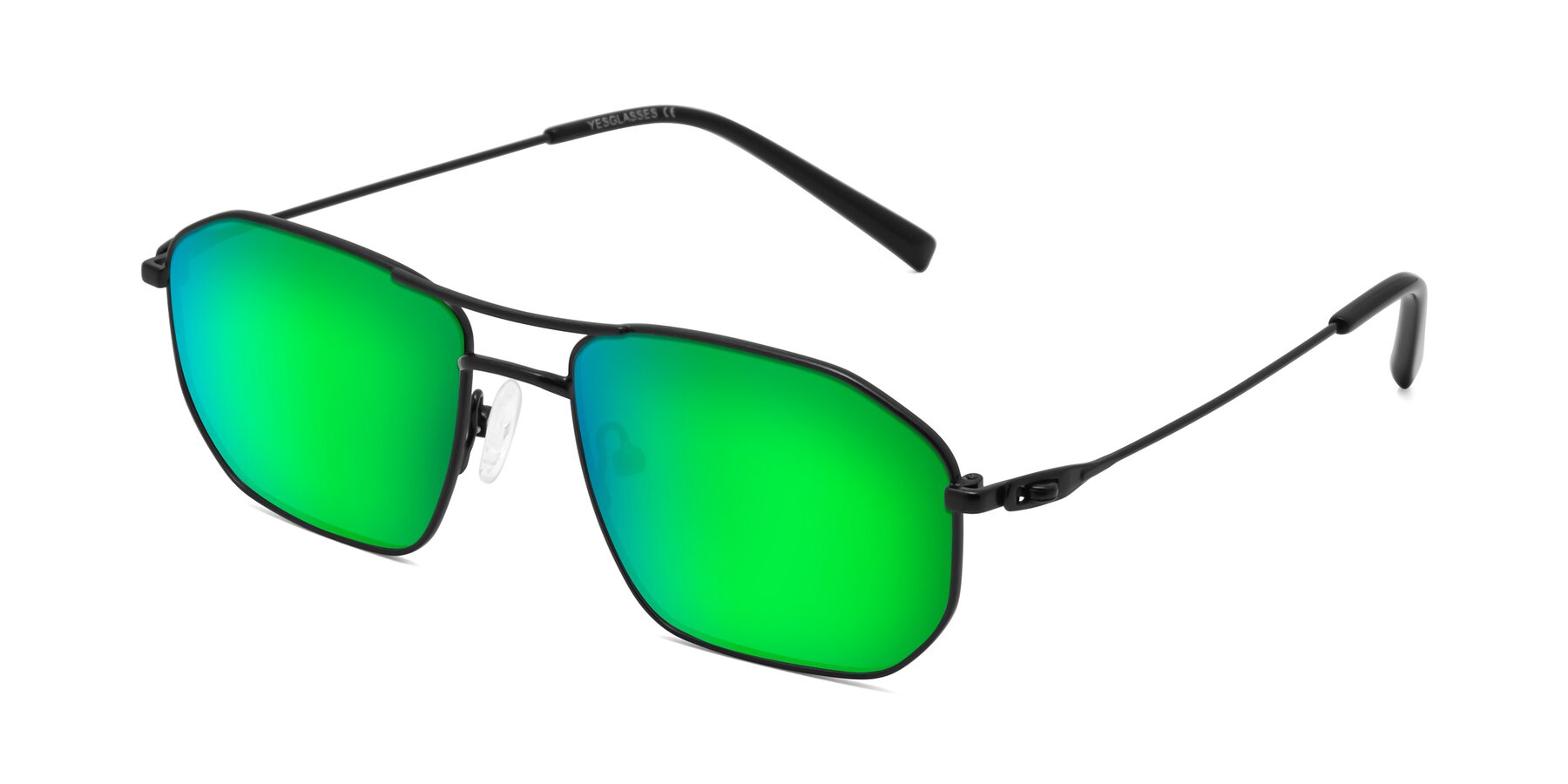 Angle of Cress in Black with Green Mirrored Lenses