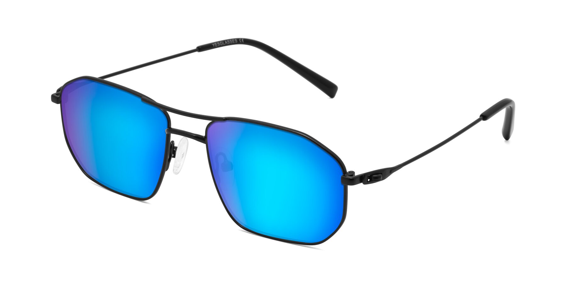 Angle of Cress in Black with Blue Mirrored Lenses