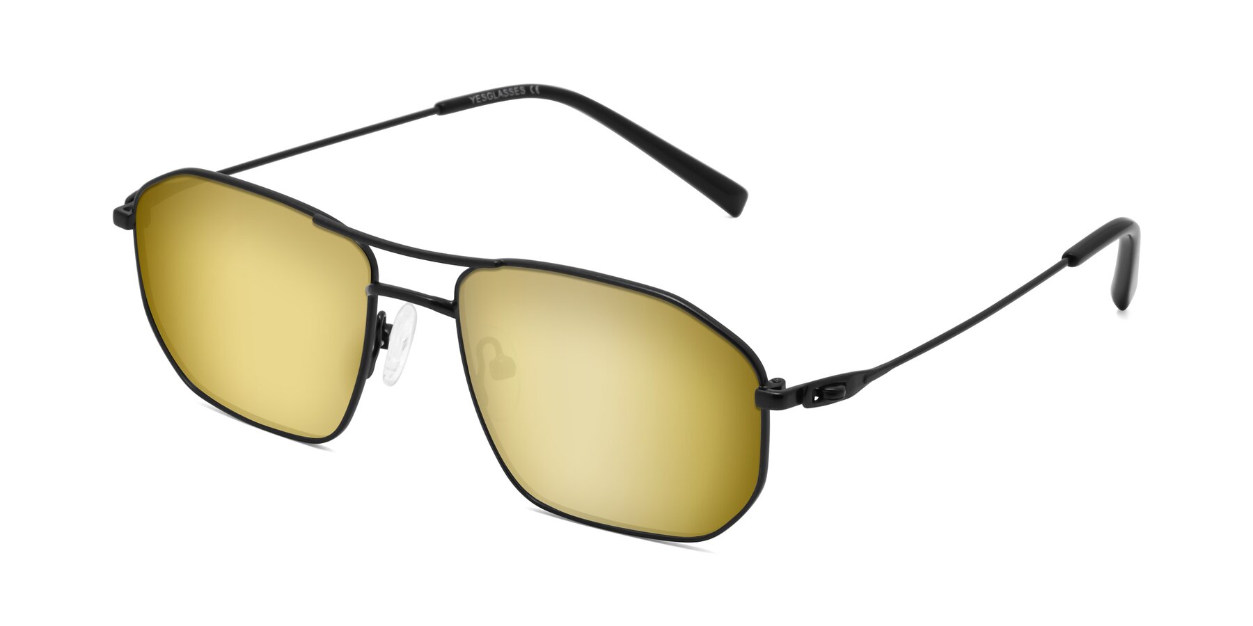 Angle of Cress in Black with Gold Mirrored Lenses