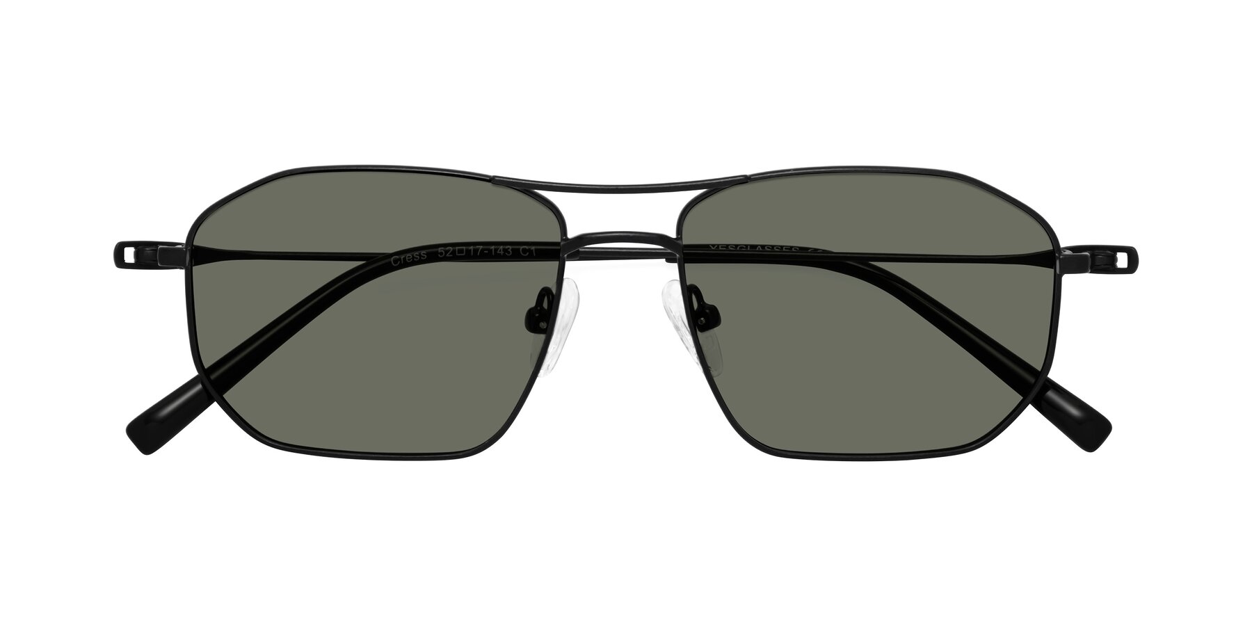 Folded Front of Cress in Black with Gray Polarized Lenses