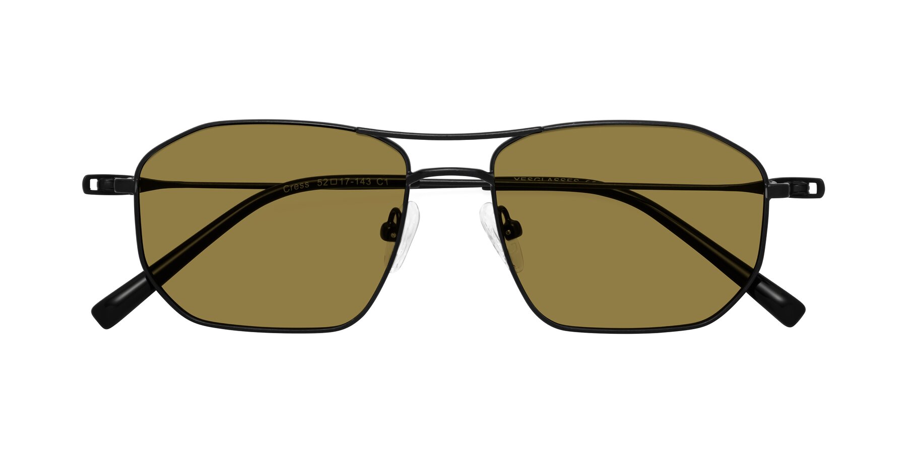 Folded Front of Cress in Black with Brown Polarized Lenses