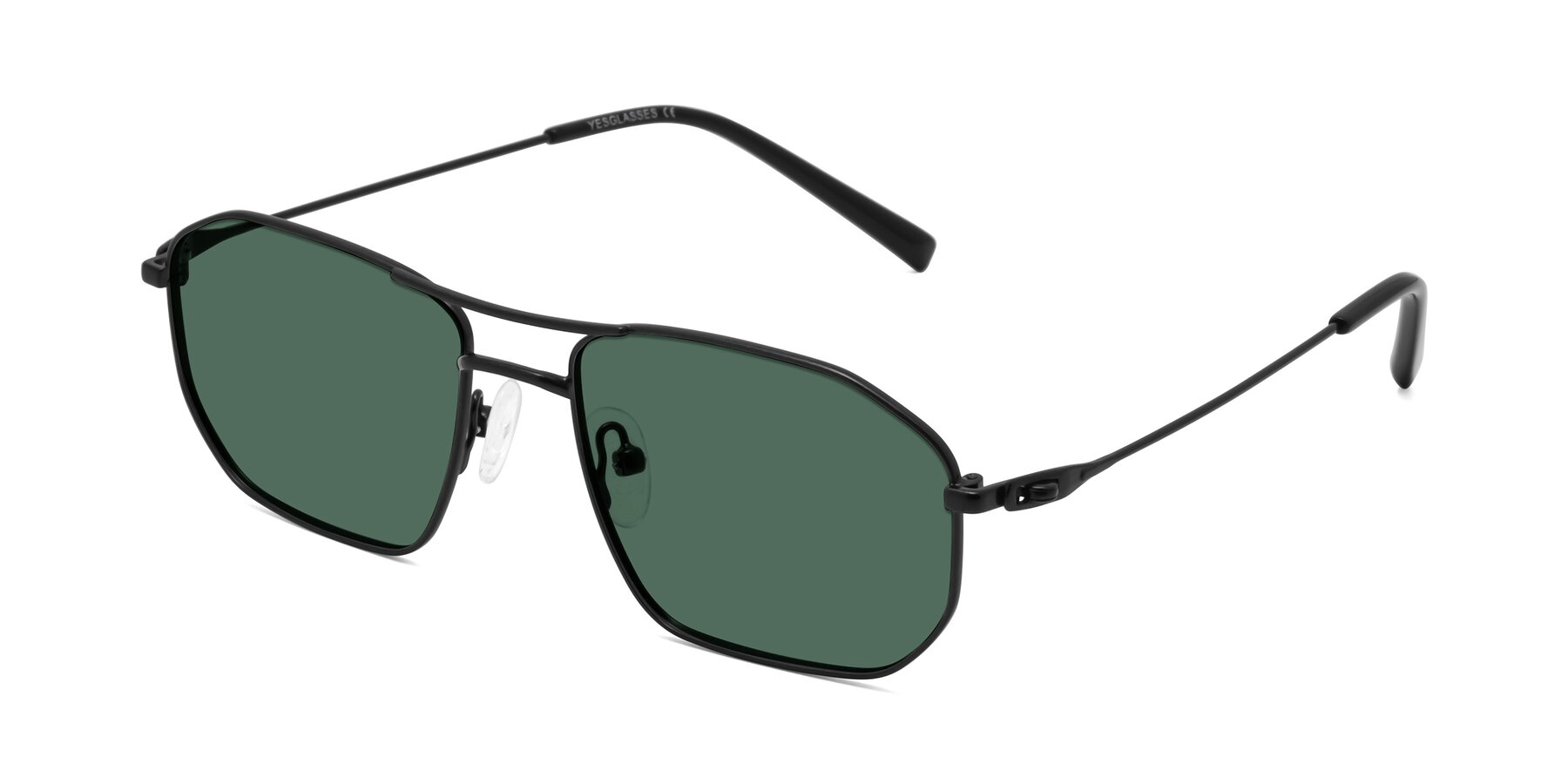 Angle of Cress in Black with Green Polarized Lenses