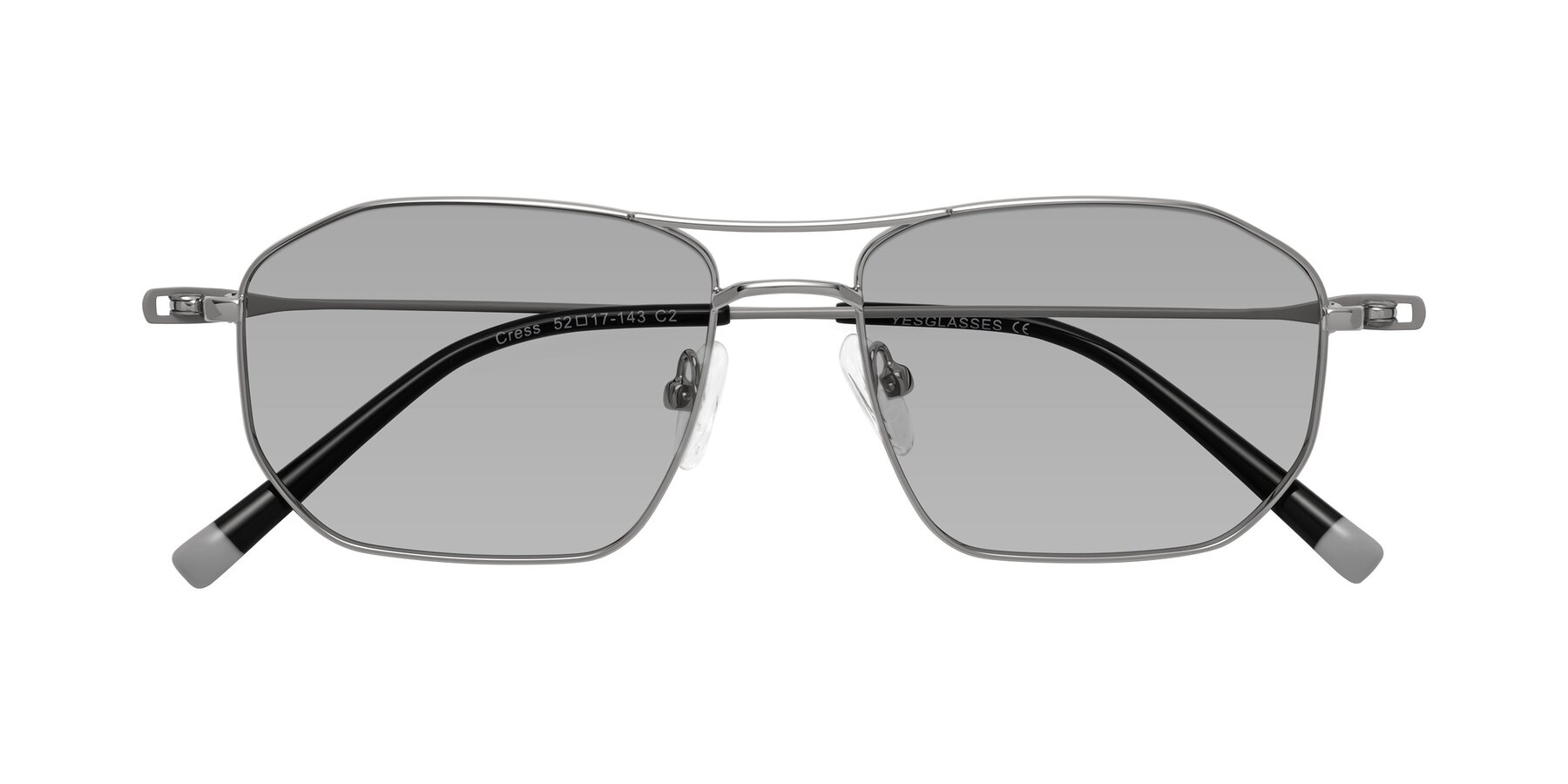 Folded Front of Cress in Silver-Gray with Light Gray Tinted Lenses