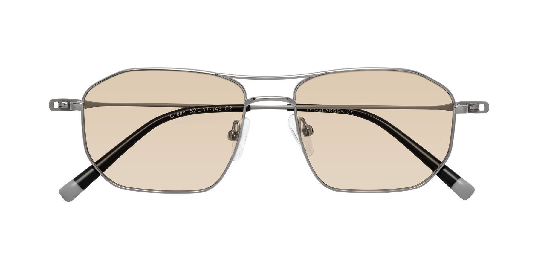 Folded Front of Cress in Silver-Gray with Light Brown Tinted Lenses