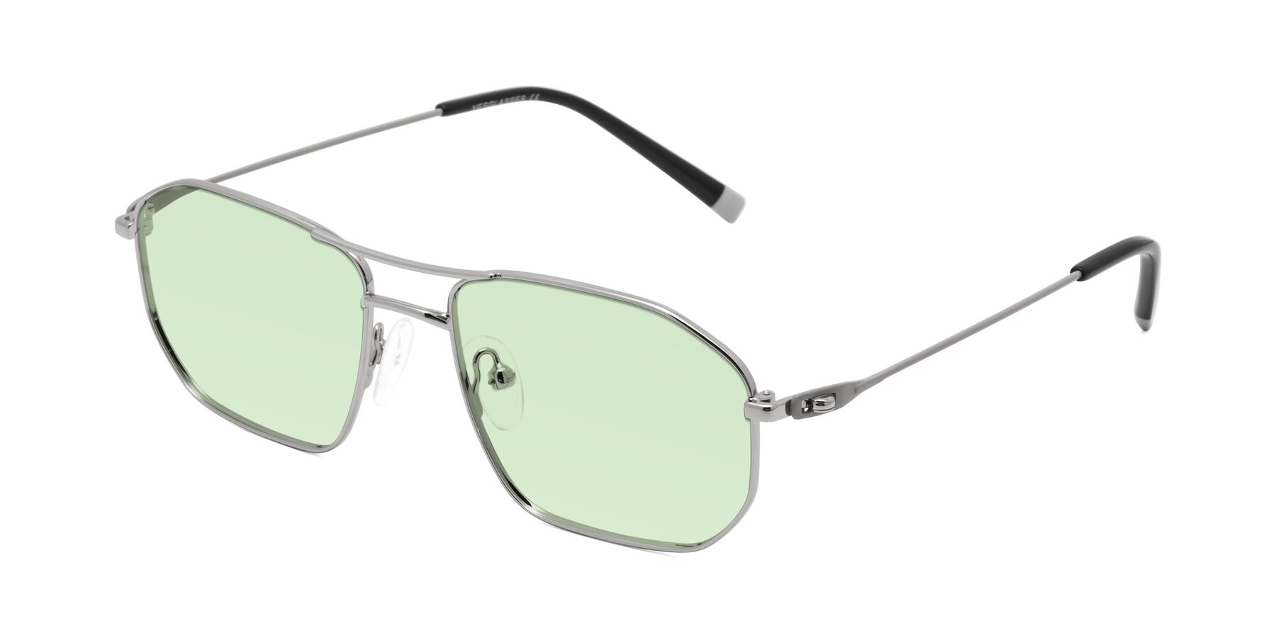 Angle of Cress in Silver-Gray with Light Green Tinted Lenses