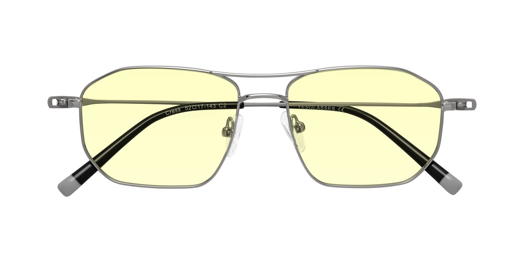 Folded Front of Cress in Silver-Gray with Light Yellow Tinted Lenses