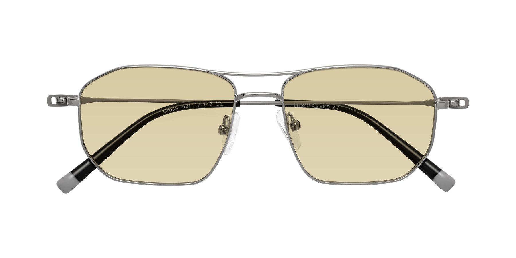 Folded Front of Cress in Silver-Gray with Light Champagne Tinted Lenses