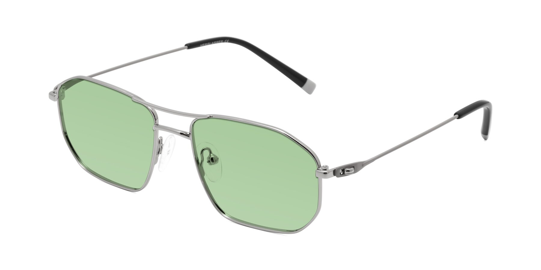 Angle of Cress in Silver-Gray with Medium Green Tinted Lenses