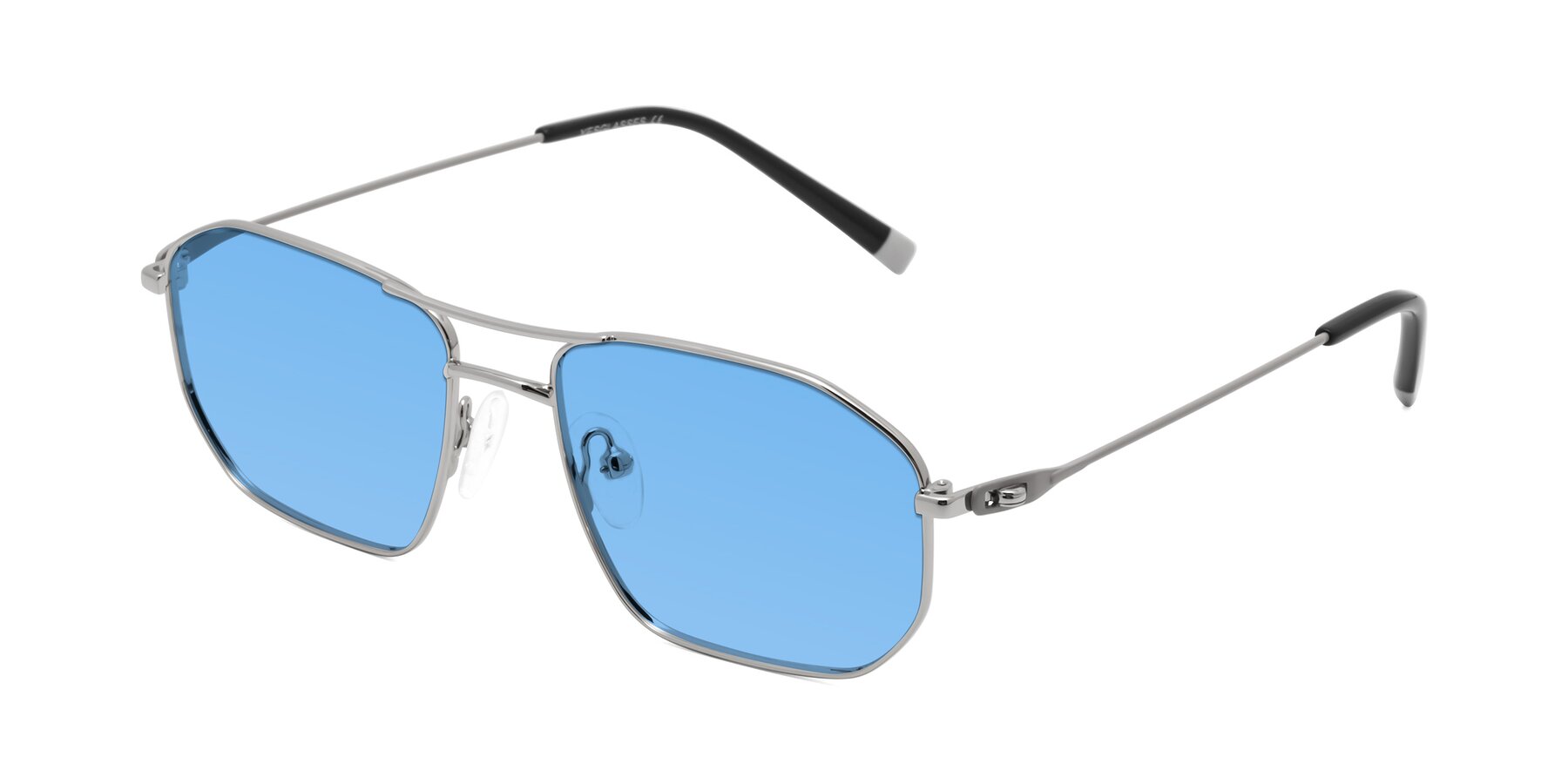 Angle of Cress in Silver-Gray with Medium Blue Tinted Lenses