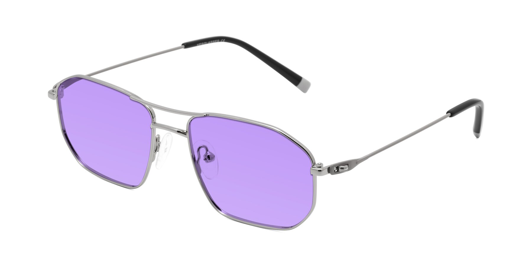 Angle of Cress in Silver-Gray with Medium Purple Tinted Lenses