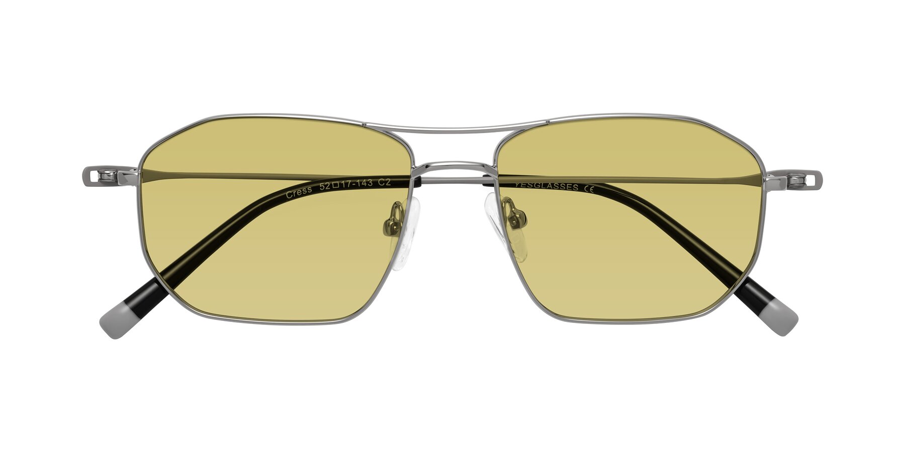 Folded Front of Cress in Silver-Gray with Medium Champagne Tinted Lenses